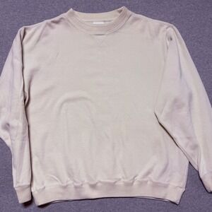 Hunt Club Mens Vintage Ribbed Knit Sweatshirt Beige Cotton Golf Pullover Medium